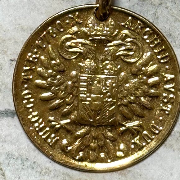 Huge Bellezza Gold Over Solid Bronze Coin Charm Bracelet Eagle Unicorn Lion - Picture 2 of 14